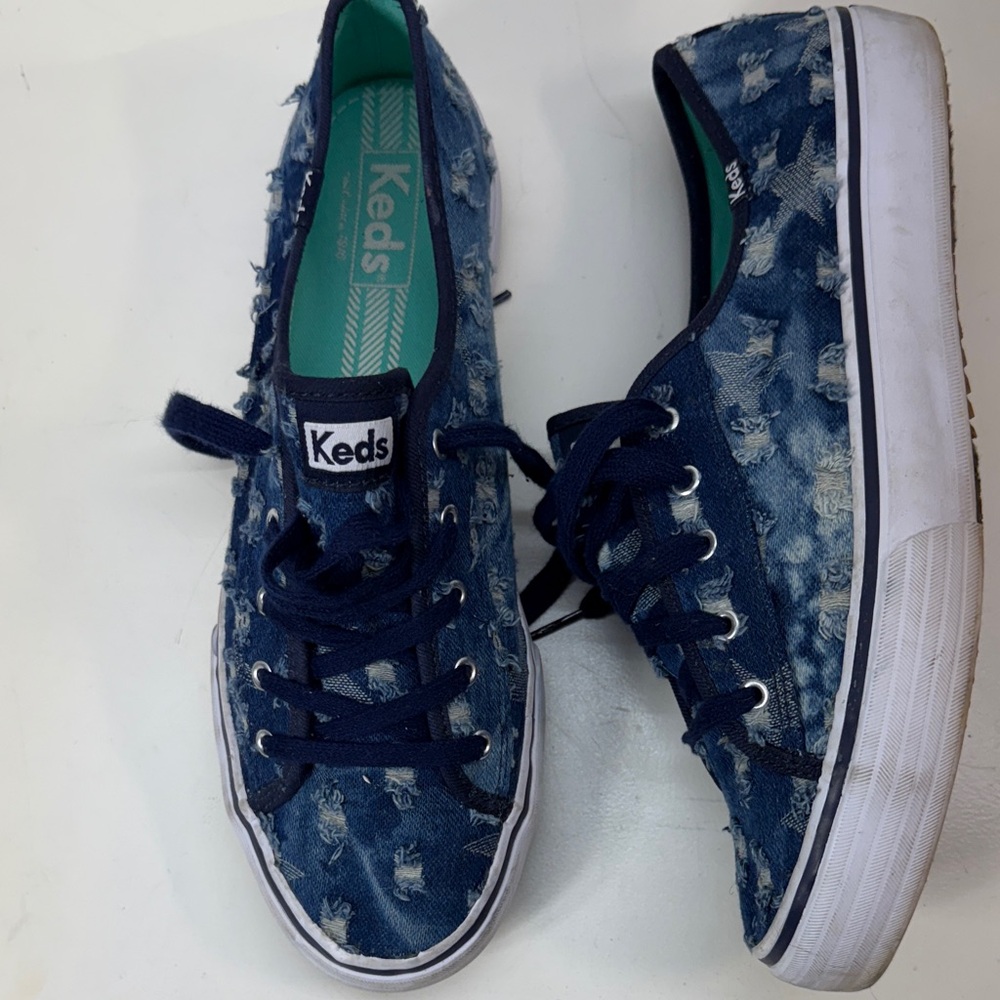 Keds Frayed Denim Blue Sneakers